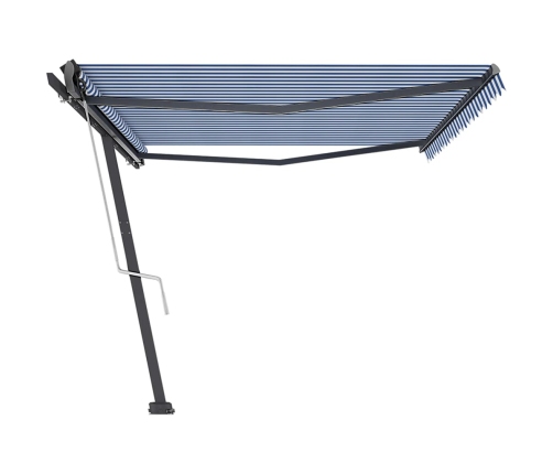 Toldo de pie automático azul y blanco 500x350 cm