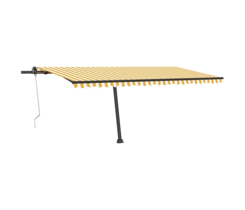 Toldo de pie automático amarillo y blanco 500x350 cm