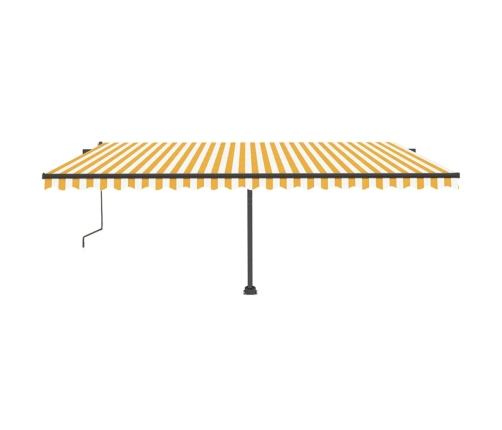 Toldo de pie automático amarillo y blanco 500x350 cm