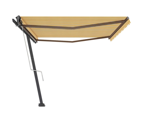 Toldo de pie automático amarillo y blanco 500x350 cm