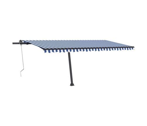 Toldo automático LED sensor de viento azul y blanco 500x350 cm