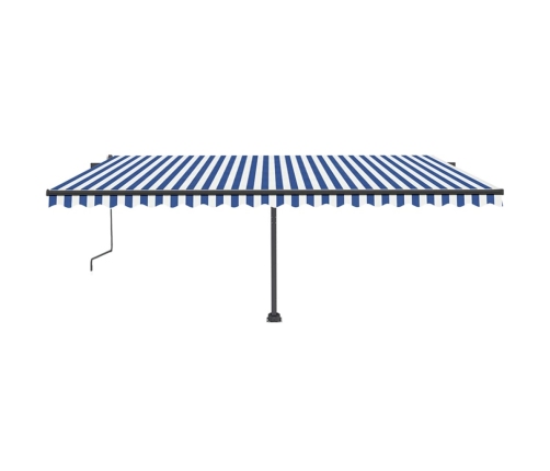 Toldo automático LED sensor de viento azul y blanco 500x350 cm