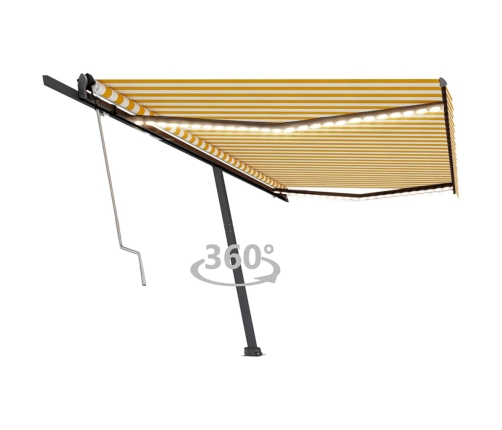 Toldo automático LED sensor de viento amarillo blanco 500x350cm