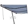 Toldo de pie retráctil manual azul y blanco 600x350 cm