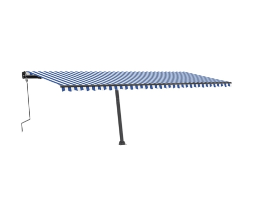 Toldo de pie retráctil manual azul y blanco 600x350 cm