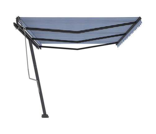 Toldo de pie retráctil manual azul y blanco 600x350 cm