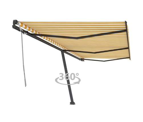 Toldo de pie retráctil manual amarillo y blanco 600x350 cm