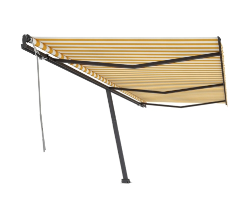 Toldo de pie retráctil manual amarillo y blanco 600x350 cm