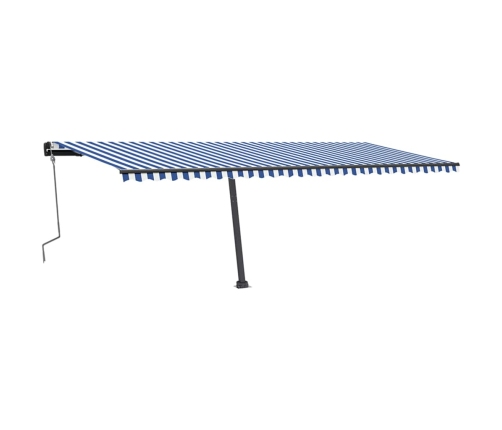 Toldo manual retráctil con luz LED azul y blanco 600x350 cm