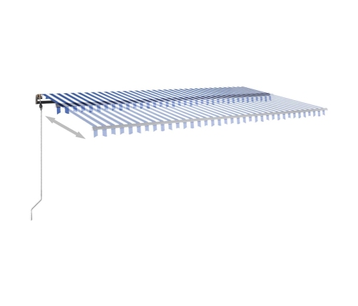 Toldo manual retráctil con luz LED azul y blanco 600x350 cm