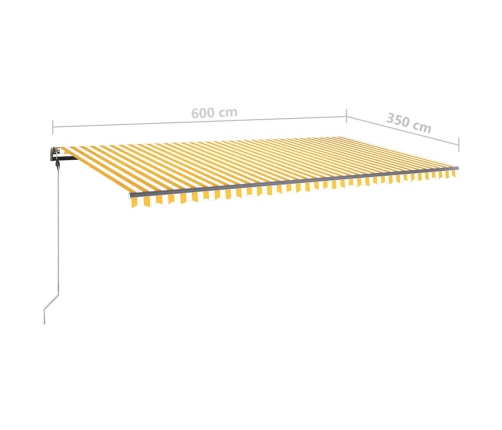 Toldo manual retráctil con luz LED amarillo y blanco 600x350 cm