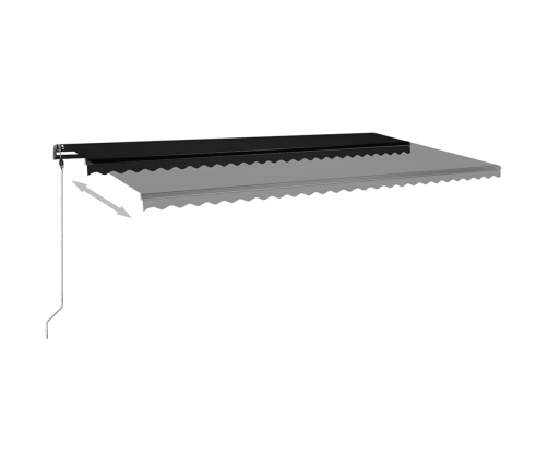 Toldo retráctil manual con luz LED gris antracita 600x350 cm