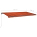 Toldo manual retráctil con luz LED naranja y marrón 600x350 cm