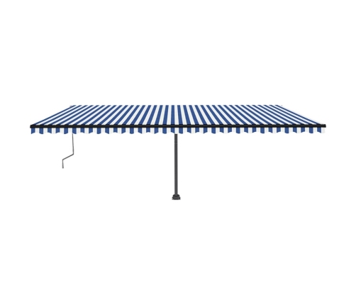 Toldo de pie automático azul y blanco 600x350 cm