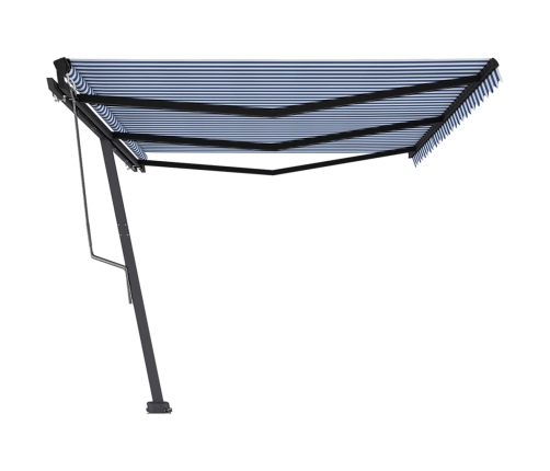 Toldo de pie automático azul y blanco 600x350 cm