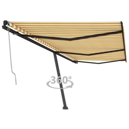 Toldo de pie automático amarillo y blanco 600x350 cm