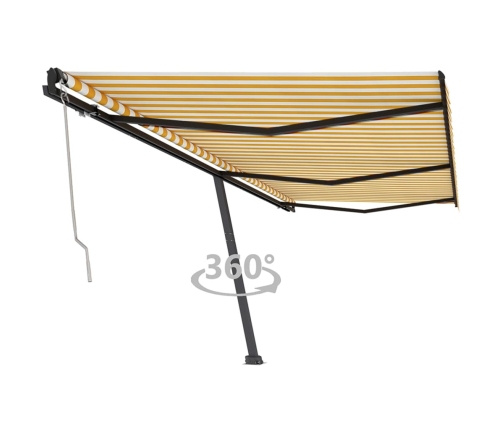 Toldo de pie automático amarillo y blanco 600x350 cm