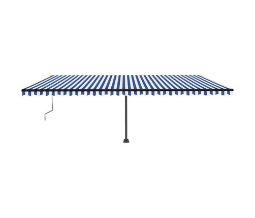 Toldo automático LED sensor de viento azul y blanco 600x350 cm