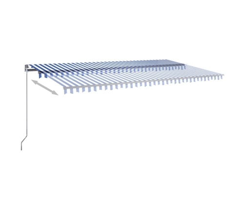 Toldo automático LED sensor de viento azul y blanco 600x350 cm