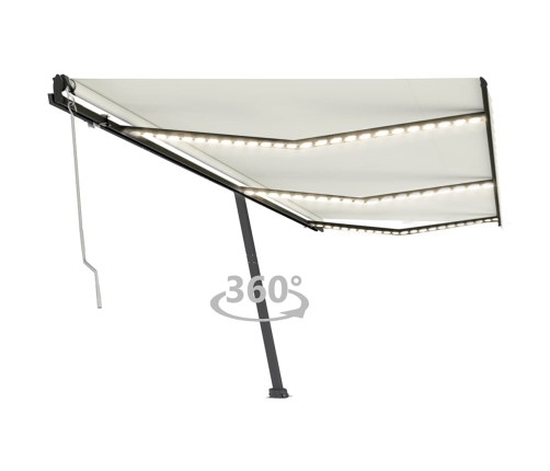 Toldo automático con LED sensor de viento crema 600x350 cm