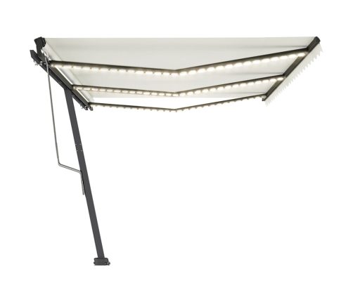 Toldo automático con LED sensor de viento crema 600x350 cm