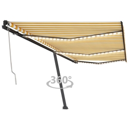 Toldo automático LED sensor de viento amarillo blanco 600x350cm