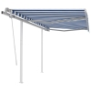 Toldo manual retráctil con LED azul y blanco 3x2,5 m