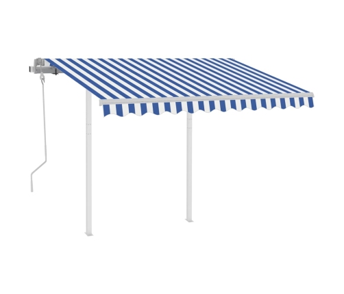 Toldo manual retráctil con LED azul y blanco 3x2,5 m