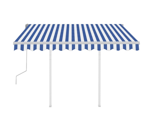 Toldo manual retráctil con LED azul y blanco 3x2,5 m