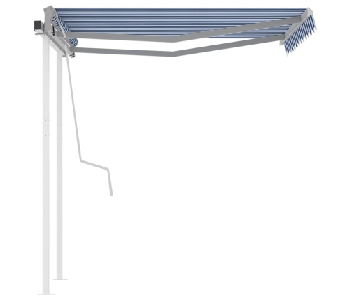 Toldo manual retráctil con LED azul y blanco 3x2,5 m