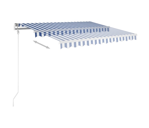 Toldo manual retráctil con LED azul y blanco 3x2,5 m