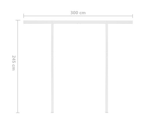 Toldo manual retráctil con postes amarillo y blanco 3x2,5 m