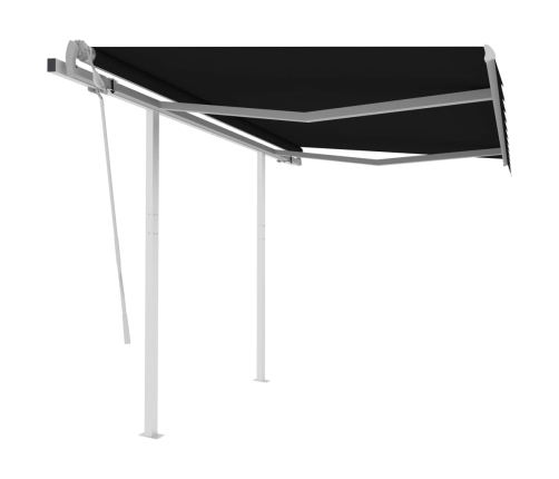 Toldo manual retráctil con postes gris antracita 3x2,5 m