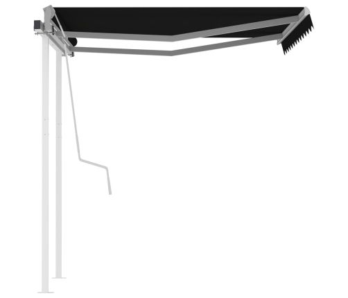 Toldo manual retráctil con postes gris antracita 3x2,5 m