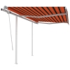 Toldo manual retráctil con postes naranja y marrón 3x2,5 m