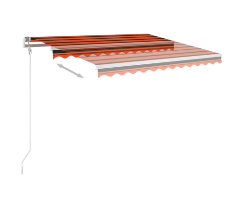 Toldo manual retráctil con postes naranja y marrón 3x2,5 m