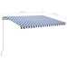 Toldo retráctil automático con postes azul y blanco 3x2,5 m