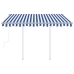 Toldo retráctil automático con postes azul y blanco 3x2,5 m