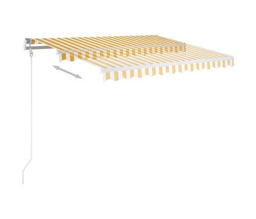Toldo retráctil automático con postes amarillo y blanco 3x2,5 m