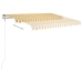Toldo retráctil automático con postes amarillo y blanco 3x2,5 m
