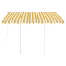 Toldo retráctil automático con postes amarillo y blanco 3x2,5 m