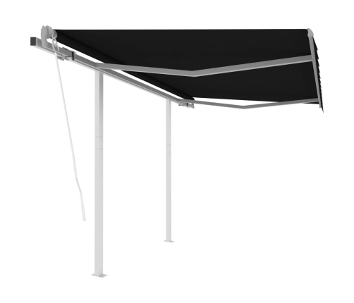 Toldo retráctil automático con postes gris antracita 3x2,5 m