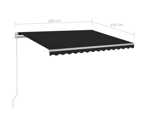 Toldo retráctil automático con postes gris antracita 3x2,5 m