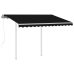 Toldo retráctil automático con postes gris antracita 3x2,5 m