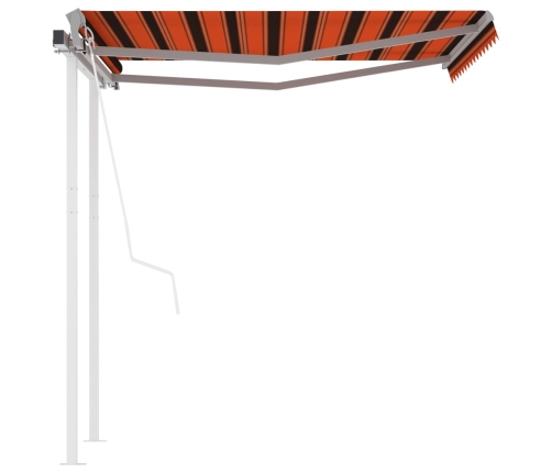 Toldo retráctil automático con postes naranja y marrón 3x2,5 m