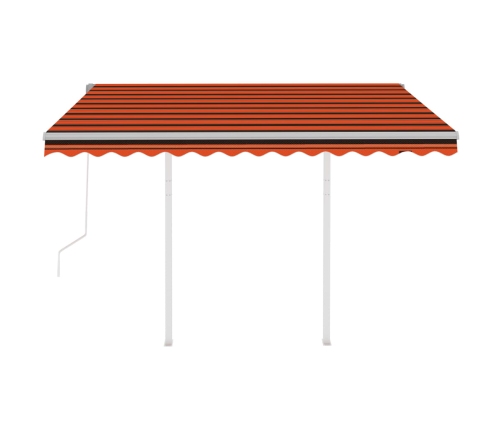 Toldo retráctil automático con postes naranja y marrón 3x2,5 m