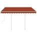 Toldo retráctil automático con postes naranja y marrón 3x2,5 m