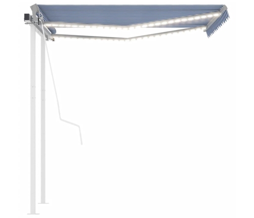 Toldo automático LED y sensor de viento azul y blanco 3x2,5 m