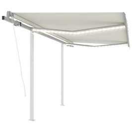 Toldo automático con LED y sensor de viento crema 3x2,5 m