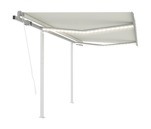 Toldo automático con LED y sensor de viento crema 3x2,5 m